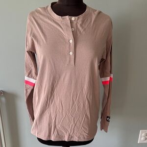 PINK Victoria's Secret Tan Button Henley Long Sleeve Shirt
